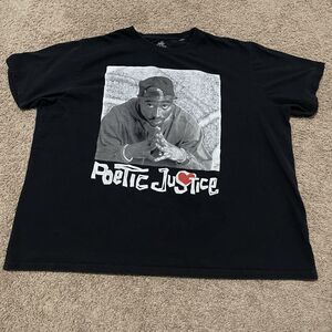 2Pac T Shirt Mens 4XL Black Tupac Shakur Poetic Justice Movie Lucky Hip Hop Tee
